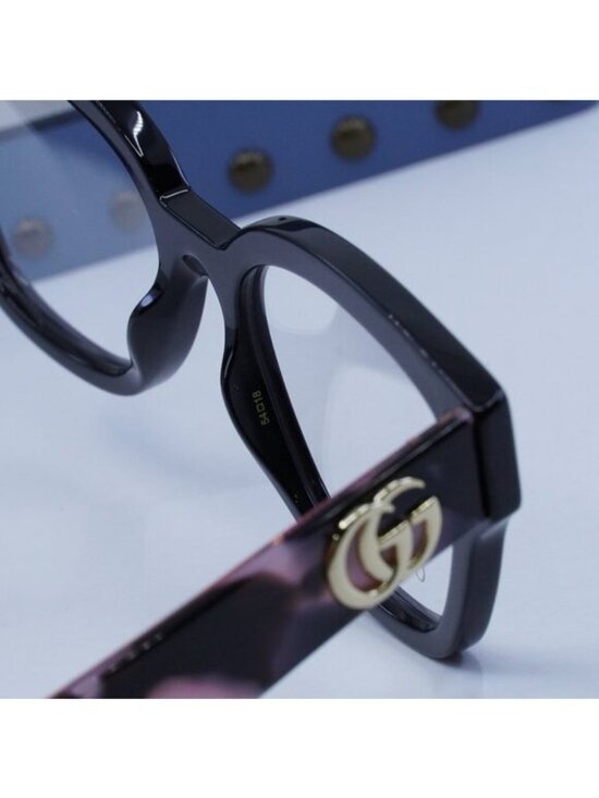 Gucci GG1424O Cat-Eye Eyeglasses | EyeOns.com Gucci GG1424O 012 Cat Eye Eyeglasses 54mm - Black with Pink Camouflage Havana